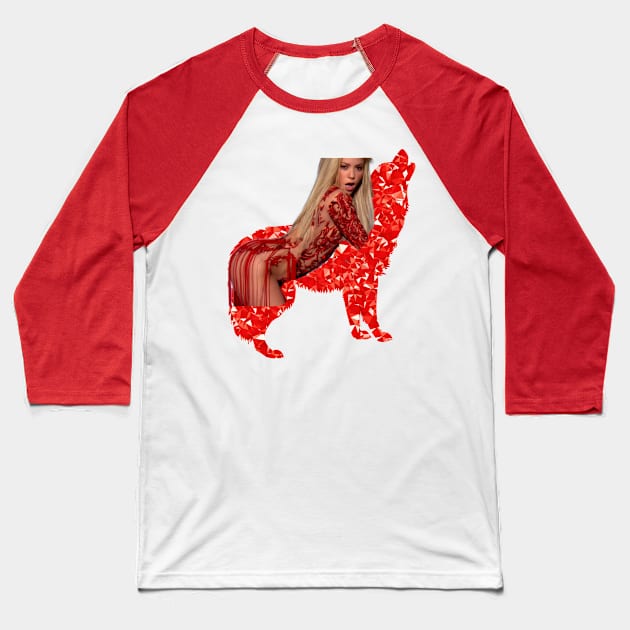 Shakira She Wolf Baseball T-Shirt by HarlinDesign